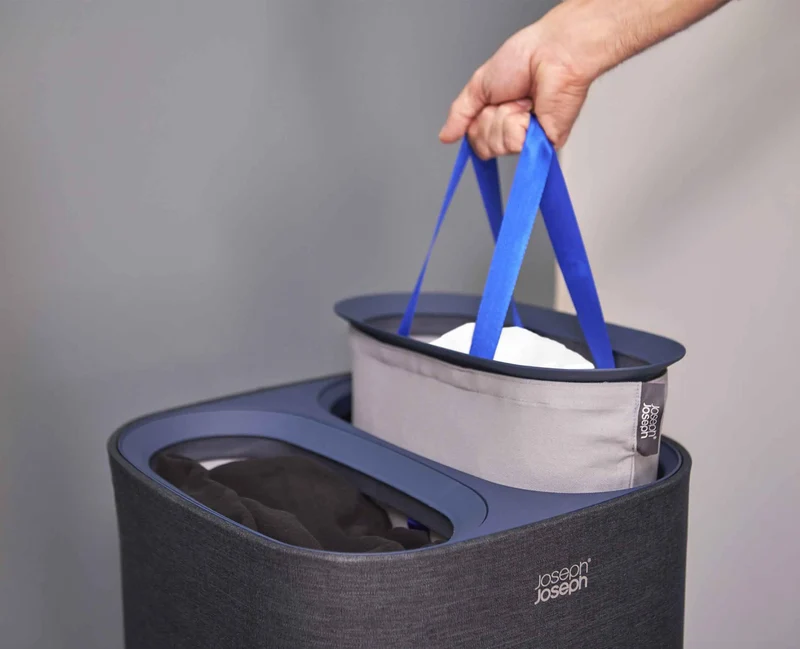 Panier à Linge Deux Compartiments 60L Tota Noir