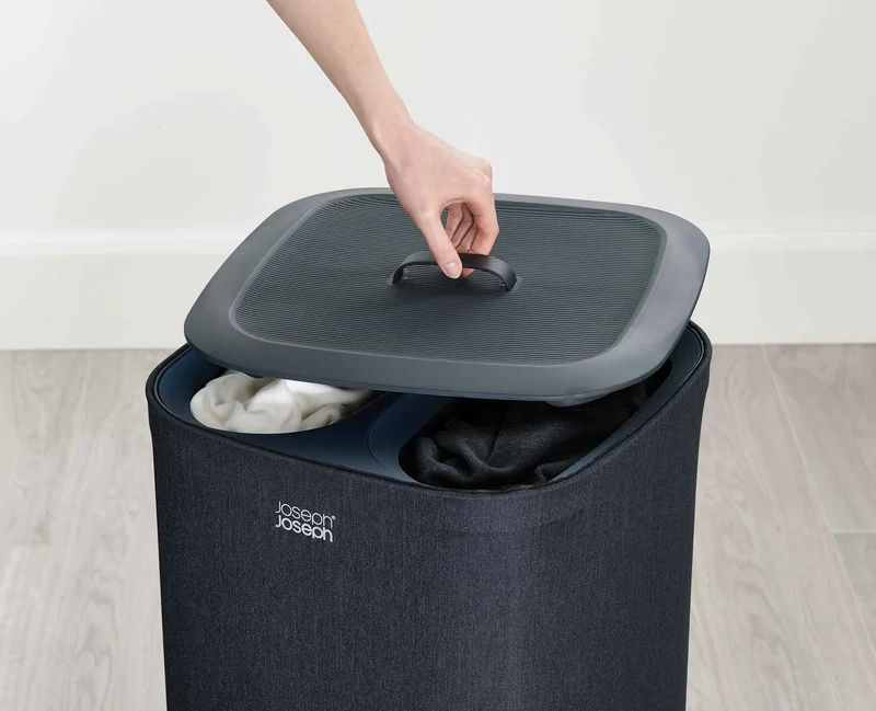 Panier à Linge Deux Compartiments 60L Tota Noir