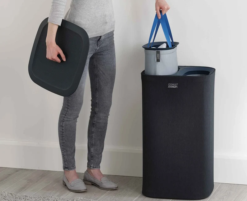 Panier à Linge Deux Compartiments 60L Tota Noir