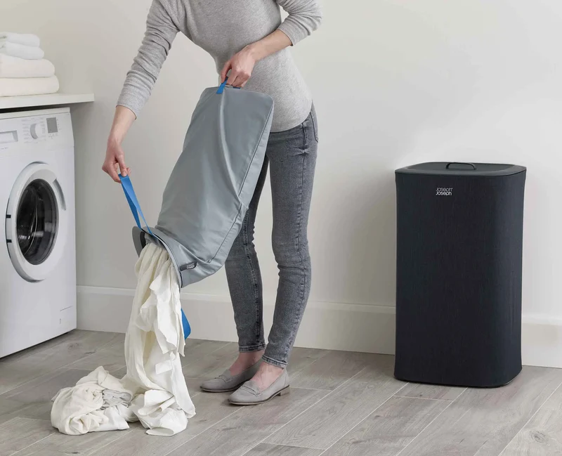 Panier à Linge Deux Compartiments 60L Tota Noir