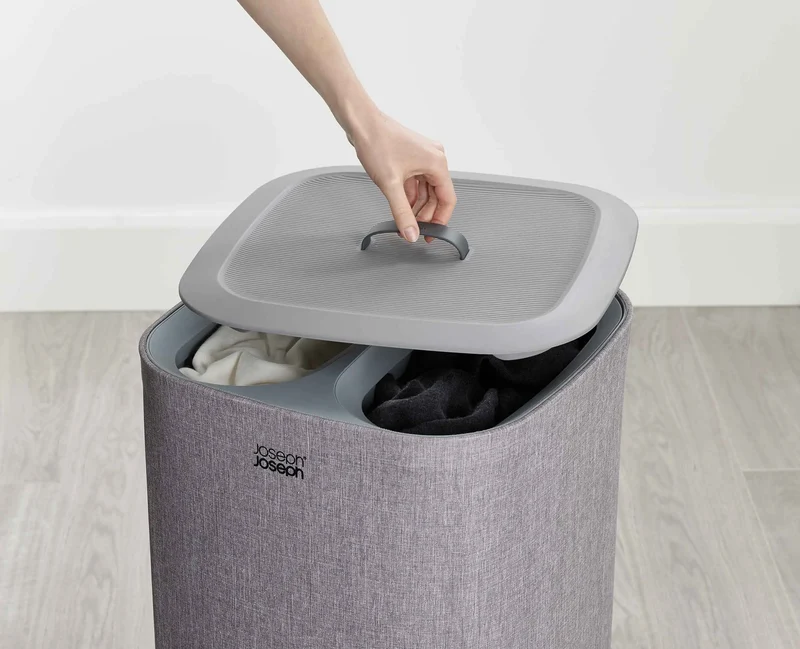 Panier à Linge Deux Compartiments 60L Tota Gris