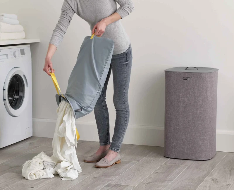 Panier à Linge Deux Compartiments 60L Tota Gris