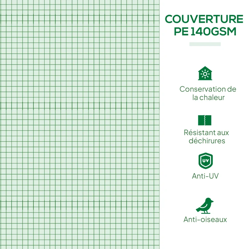 Mini serre tunnel pour tomates 200 x 80 x 45 cm ventilation optimale bâche renforcée compacte moderne en acier vert 21_0004278