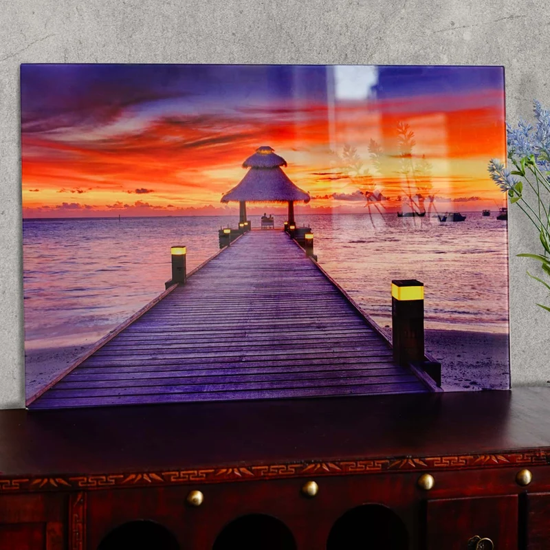 Image en verre affiche murale 40x60cm motif pont sur mer 04_0003563