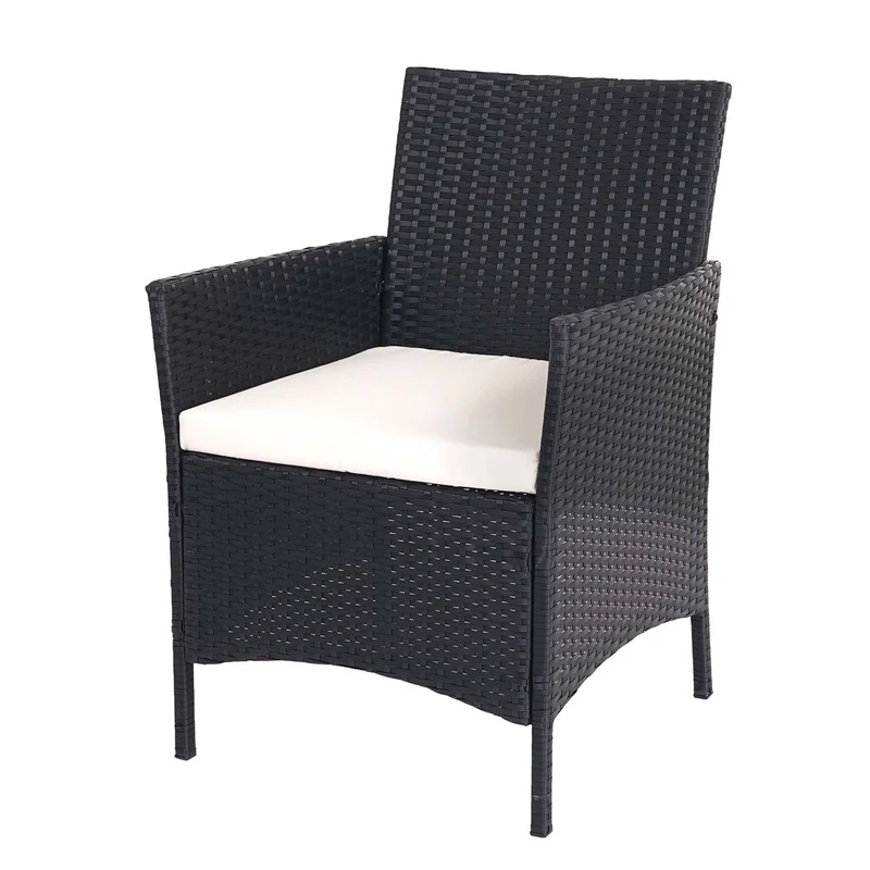 2x fauteuils chaises de jardin en polyrotin anthracite coussin crème 04_0000466