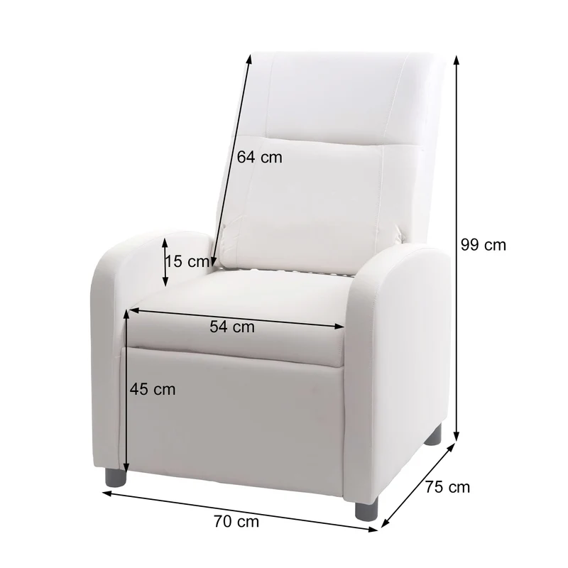 Fauteuil TV relax pliable 99x70x75cm synthétique crème 04_0003172