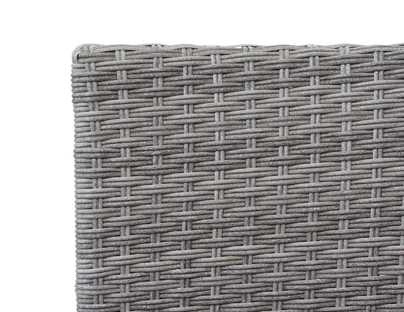 Banc en polyrotin avec table fauteuils chaises de jardin 132cm gris coussin crème 04_0001140