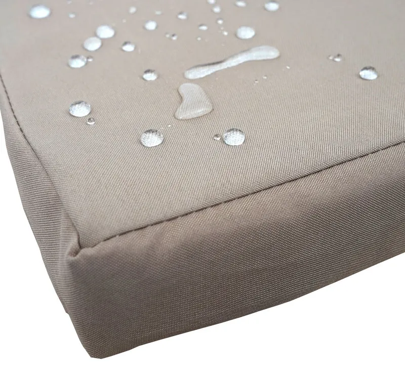 Banc en polyrotin avec table fauteuils chaises de jardin 132cm marron coussin crème 04_0001138