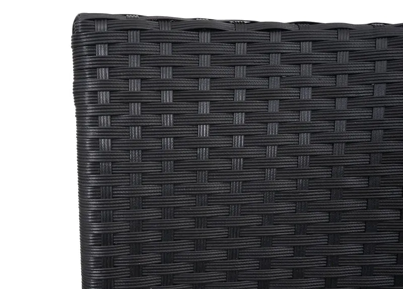 Banc en polyrotin avec table fauteuils chaises de jardin 132cm noir coussin crème 04_0001137