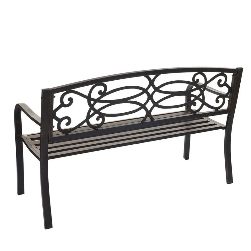Banc de jardin acier revêtu de poudre 2 places couleur bronze 04_0001120