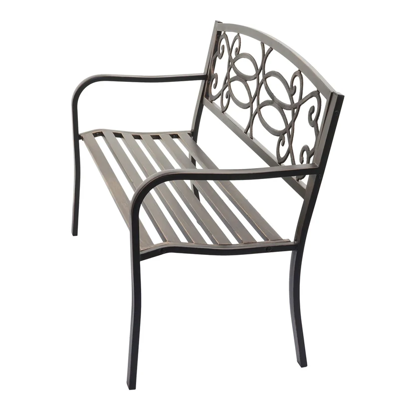 Banc de jardin acier revêtu de poudre 2 places couleur bronze 04_0001120