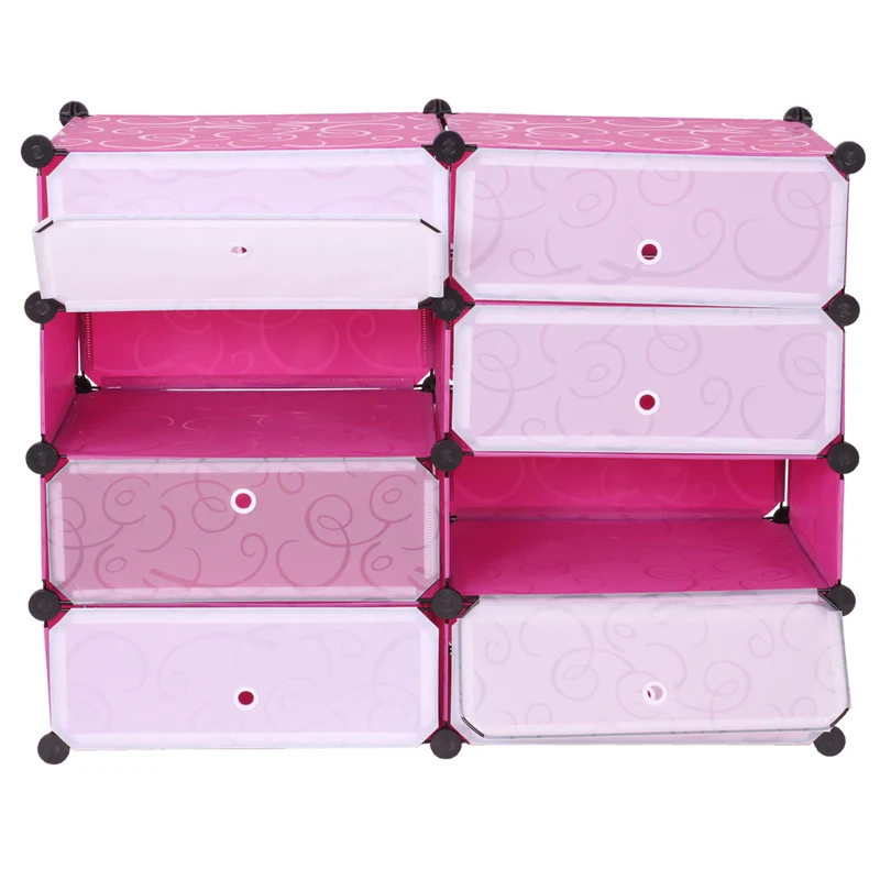 Meuble à chaussures étagère à chaussures 8 compartiments 73x92x36cm plastique rose 04_0001464