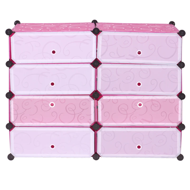 Meuble à chaussures étagère à chaussures 8 compartiments 73x92x36cm plastique rose 04_0001464