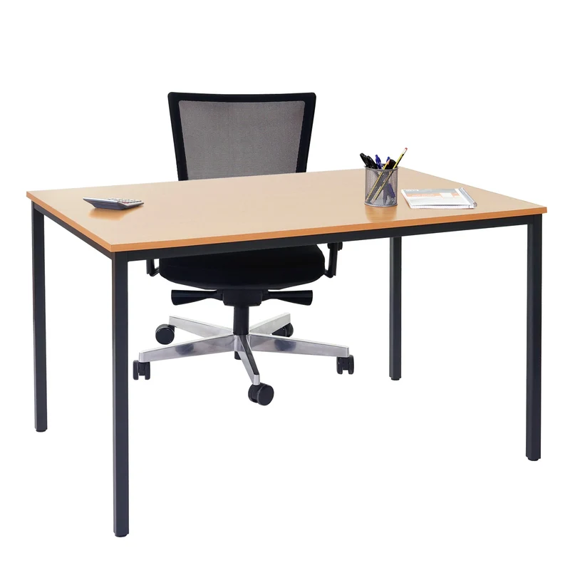 Bureau table de conférence 120x80cm MDF aspect hêtre 04_0001392