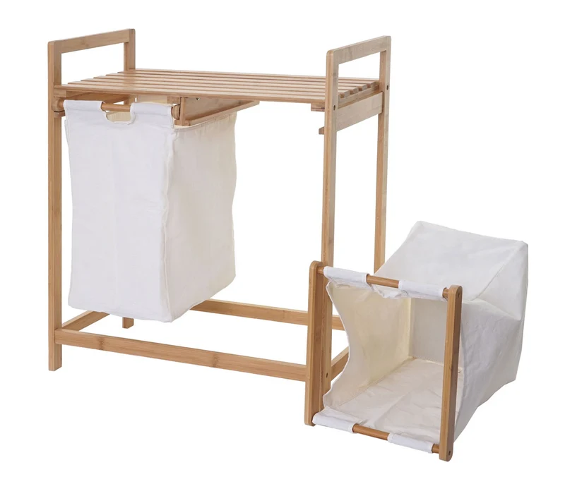 Panier à linge trieur à linge en bambou 2 compartiments 74x64x33cm 70l blanc 04_0001293