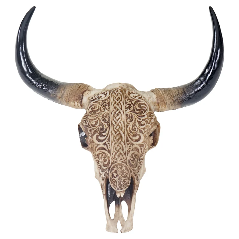 Trophée de tête de taureau longhorn crâne décoratif 45cm trophée intérieur extérieur décoration murale 04_0002849