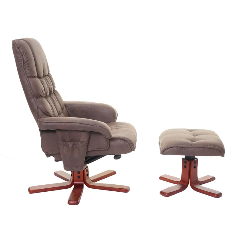 Fauteuil relax inclinable avec tabouret imitation daim marron 04_0002042