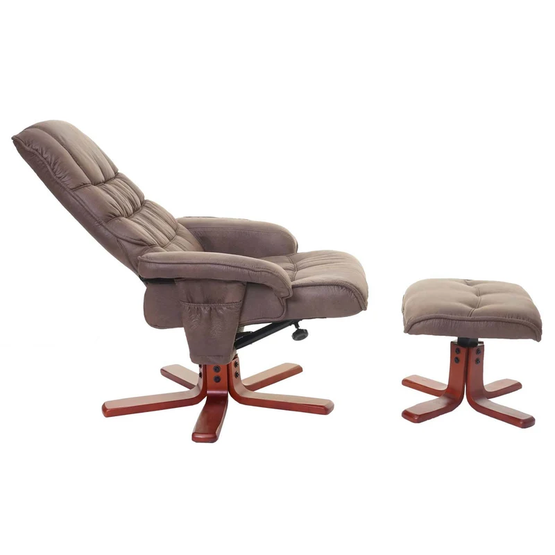Fauteuil relax inclinable avec tabouret imitation daim marron 04_0002042