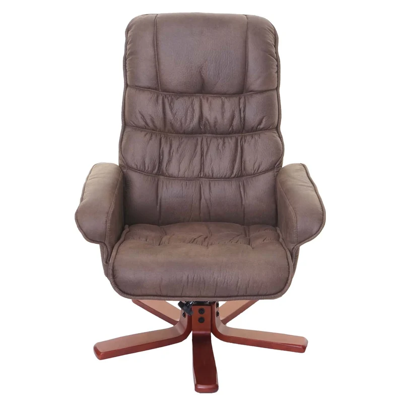 Fauteuil relax inclinable avec tabouret imitation daim marron 04_0002042