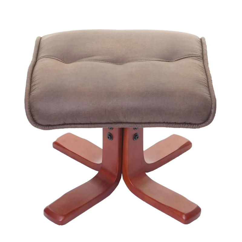Fauteuil relax inclinable avec tabouret imitation daim marron 04_0002042