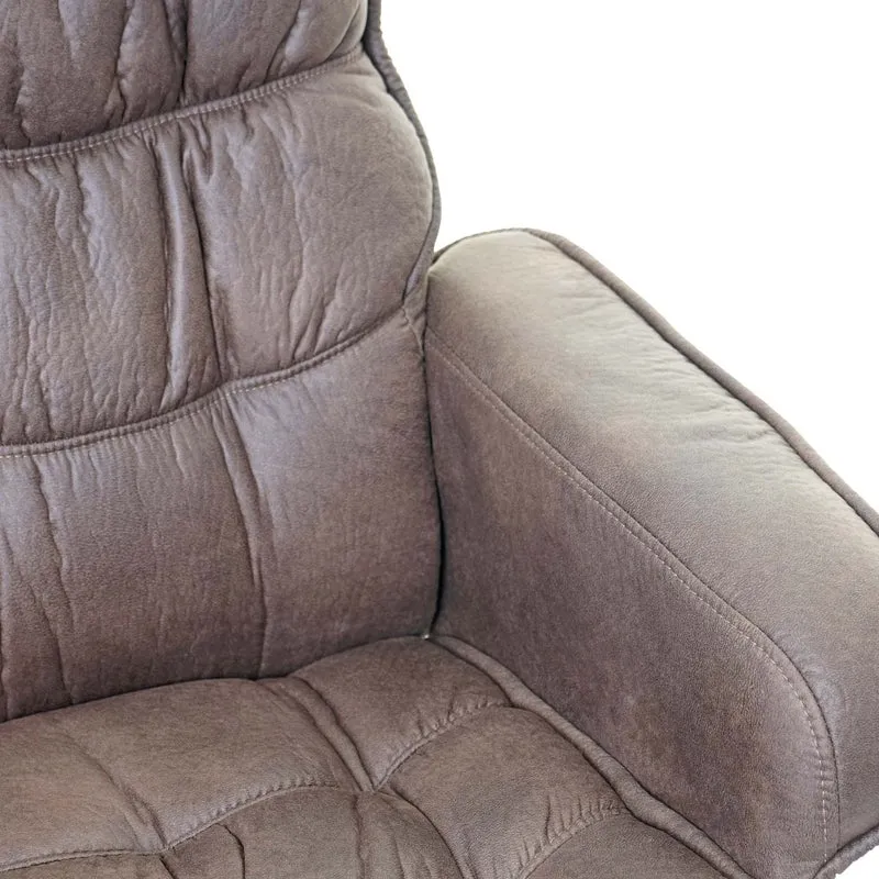 Fauteuil relax inclinable avec tabouret imitation daim marron 04_0002042