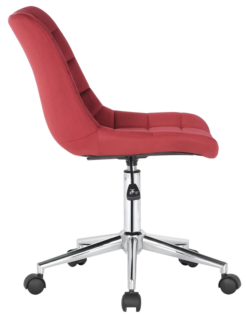 Chaise de bureau en velours rouge sur roulettes design moderne hauteur réglable BUR10599