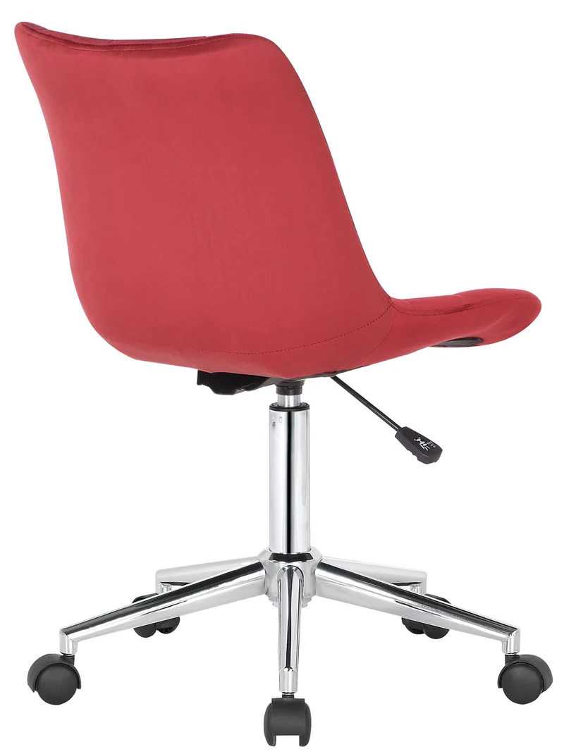Chaise de bureau en velours rouge sur roulettes design moderne hauteur réglable BUR10599