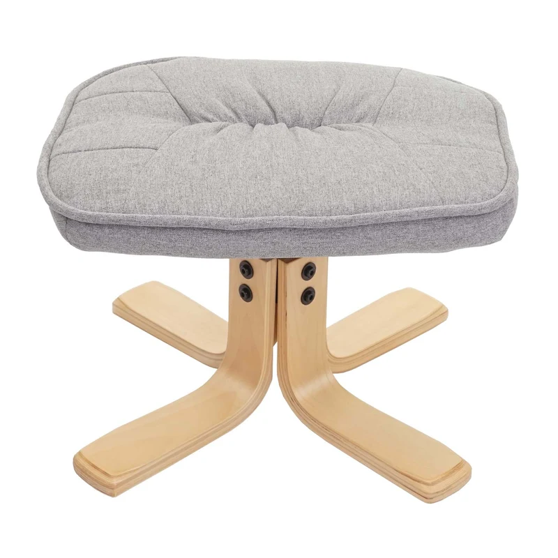 Fauteuil relax TV fauteuil avec tabouret en tissu/textile gris clair 04_0002927