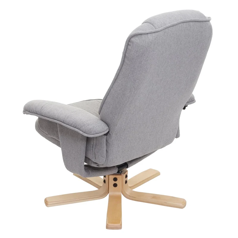 Fauteuil relax TV fauteuil avec tabouret en tissu/textile gris clair 04_0002927