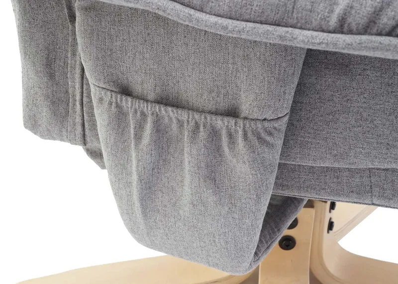 Fauteuil relax TV fauteuil avec tabouret en tissu/textile gris clair 04_0002927