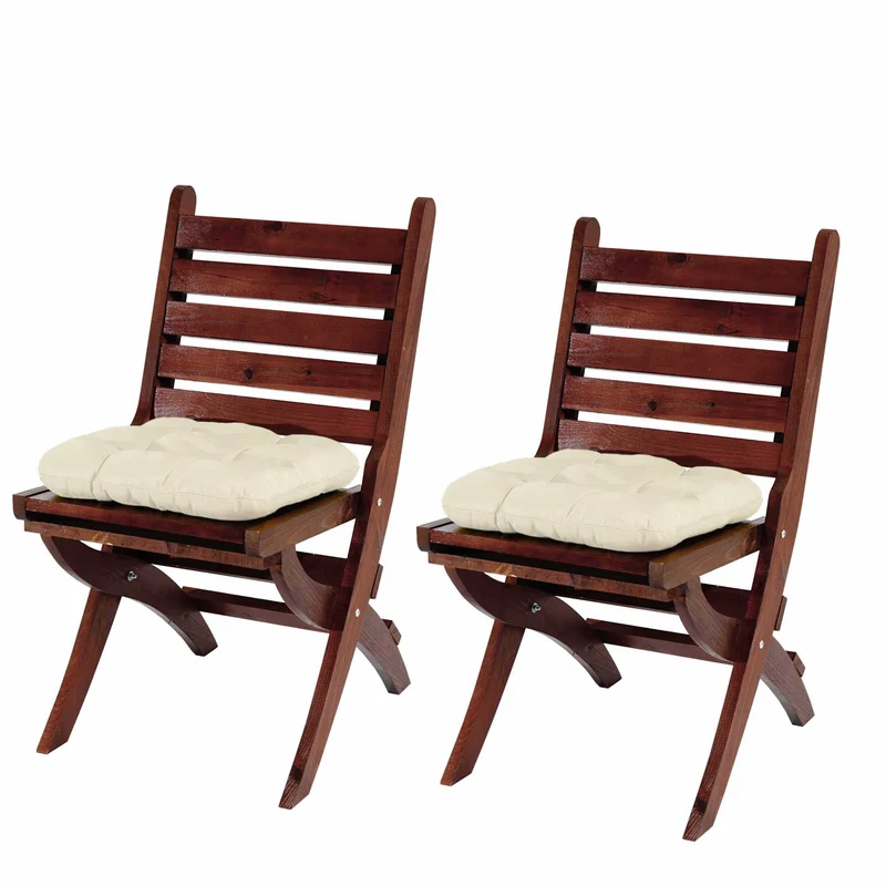 4x coussins de chaise de jardin terrasse balcon 41x38x8cm tissu crème 04_0002591