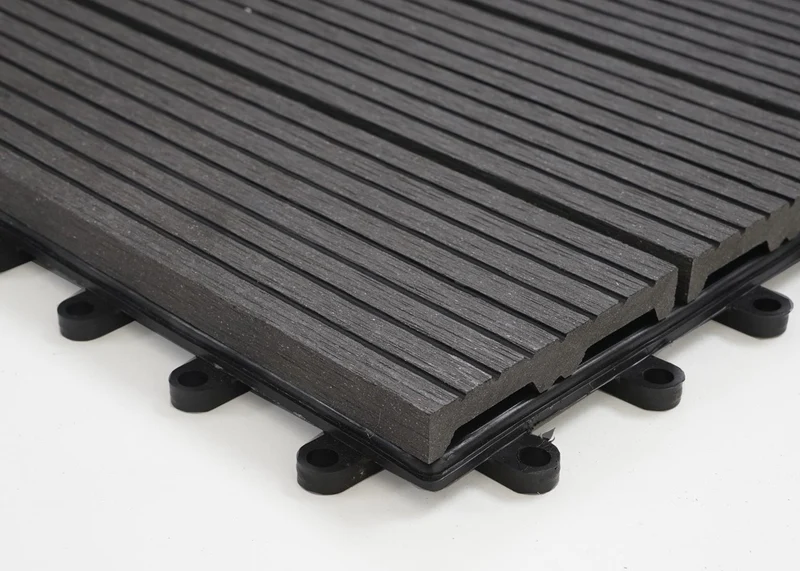 Set de 11 dalles de terrasse aspect bois WPC pour balcon jardin terrasse 30x30cm 1m² base gris linéaire Anthracite linéaire 04_0005493