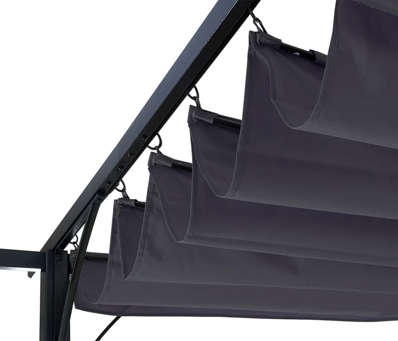 Pergola gazebo de jardin cadre stable 6cm + toit ouvrant 3,5x3,5m gris 04_0004113