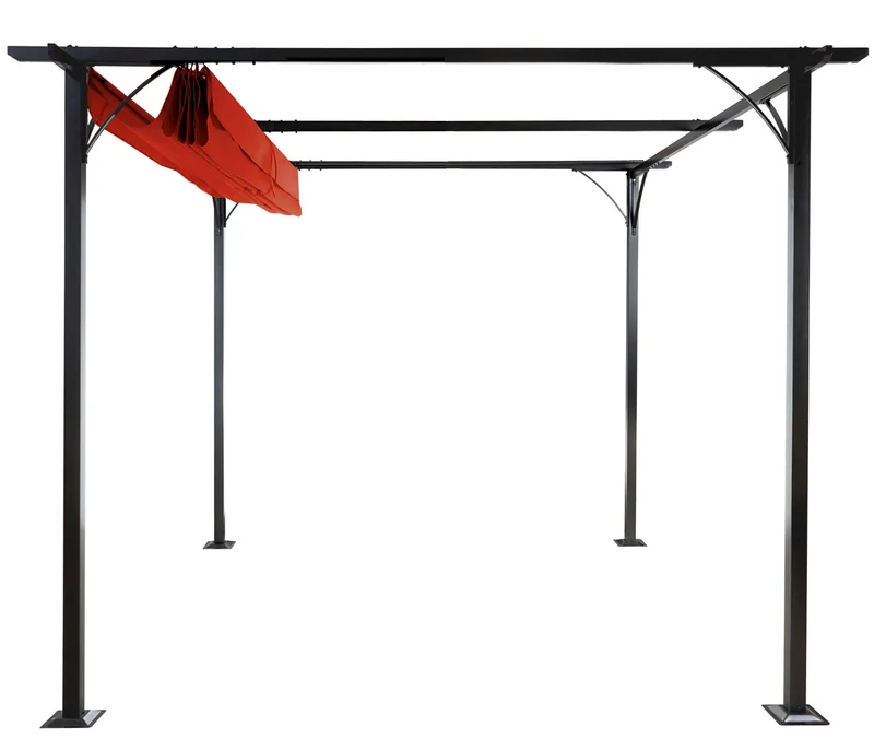Pergola gazebo de jardin cadre stable 6cm + toit ouvrant 3x3m Terraçotta 04_0004112