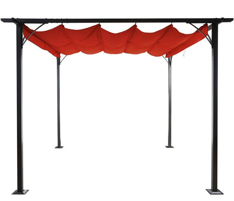 Pergola gazebo de jardin cadre stable 6cm + toit ouvrant 3x3m Terraçotta 04_0004112