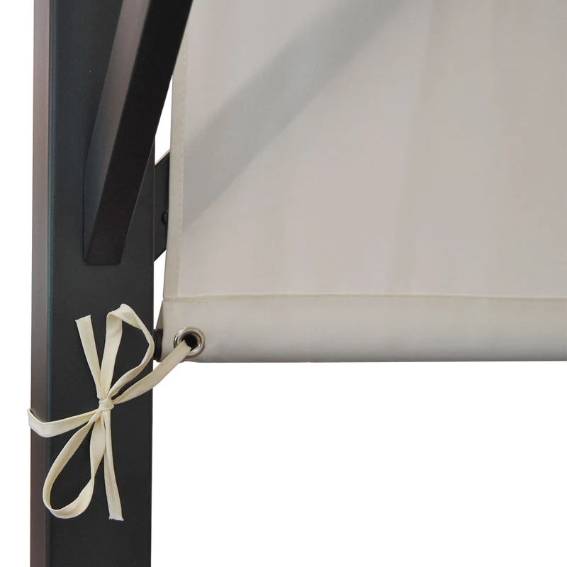 Pergola arche pavillon de jardin terrasse auvent structure acier stable 6cm + toit ouvrant crème 3x3m 04_0004078