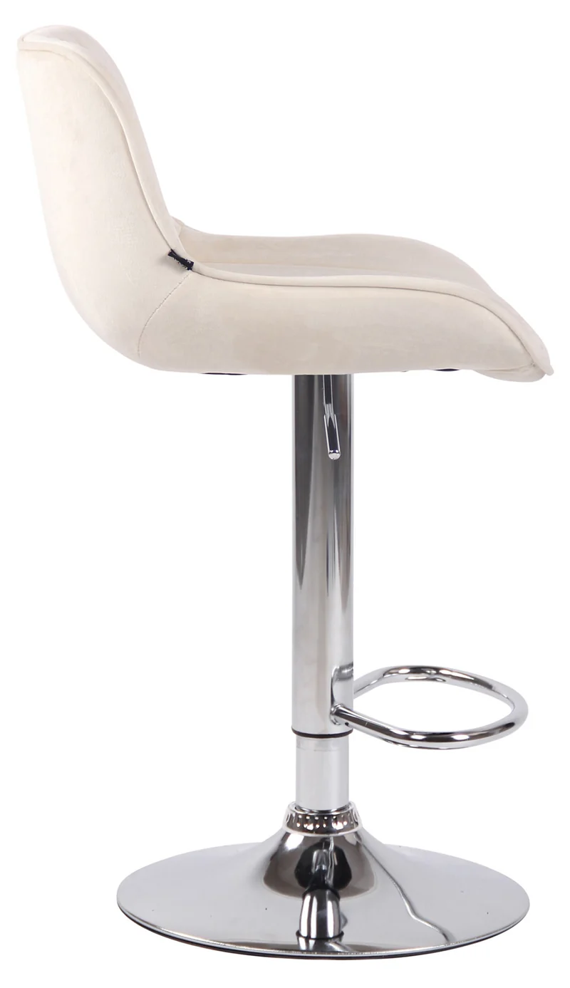 Lot de 2 tabourets de bar moderne confortable réglable en velours crème pied trompette métal TDB10393