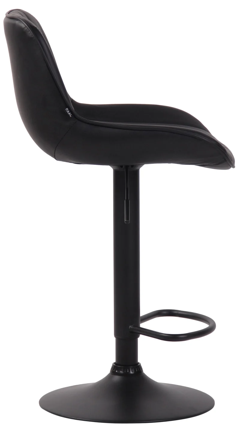 Lot de 2 tabourets de bar chaises hautes en PVC noir coutures verticales support en métal noir 10_0004281