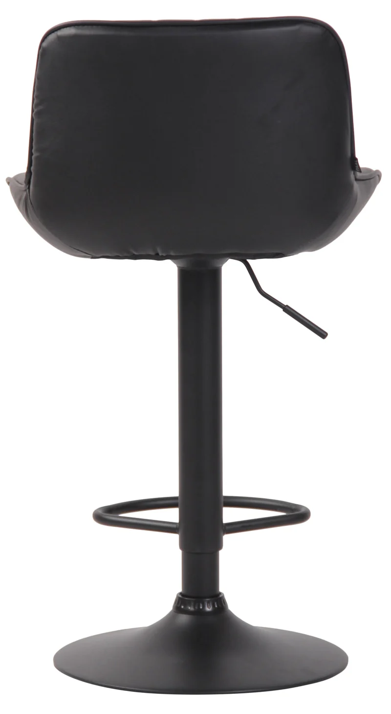 Lot de 2 tabourets de bar chaises hautes en PVC noir coutures verticales support en métal noir 10_0004281