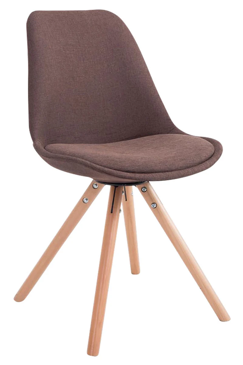 4 chaises de salle à manger style scandinave en tissu marron pieds rond en bois clair CDS10346