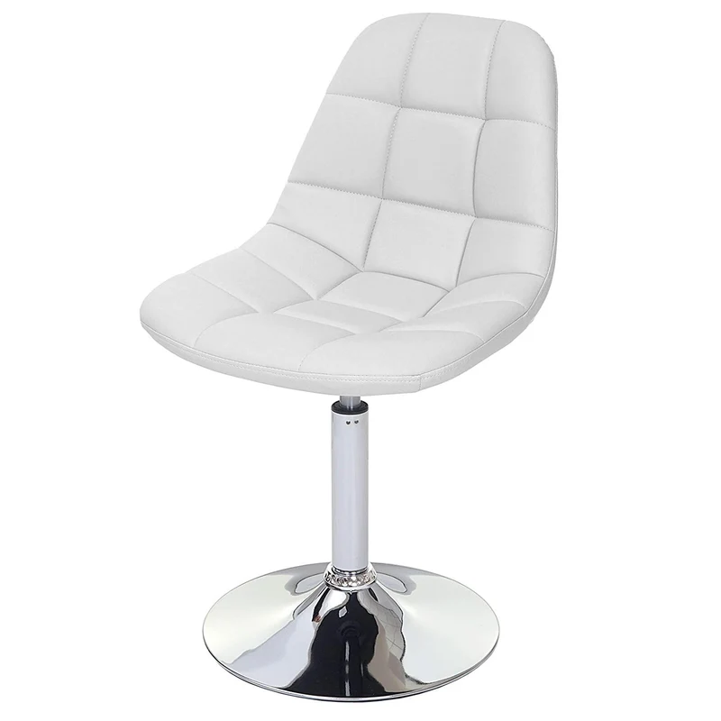 6x chaises de salle à manger en synthétique blanc pied chromé pivotant CDS04625