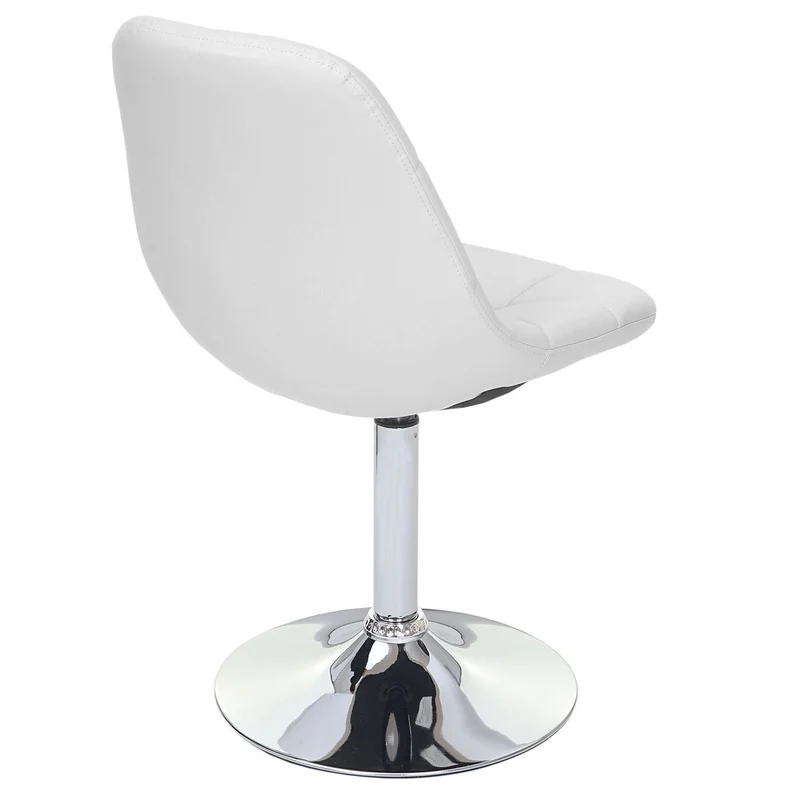 6x chaises de salle à manger en synthétique blanc pied chromé pivotant CDS04625