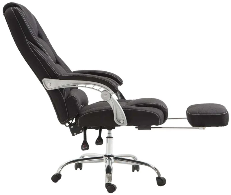Fauteuil de bureau sur roulettes avec repose-pieds et hauteur ajustable pivotant en tissu noir 10_0002588