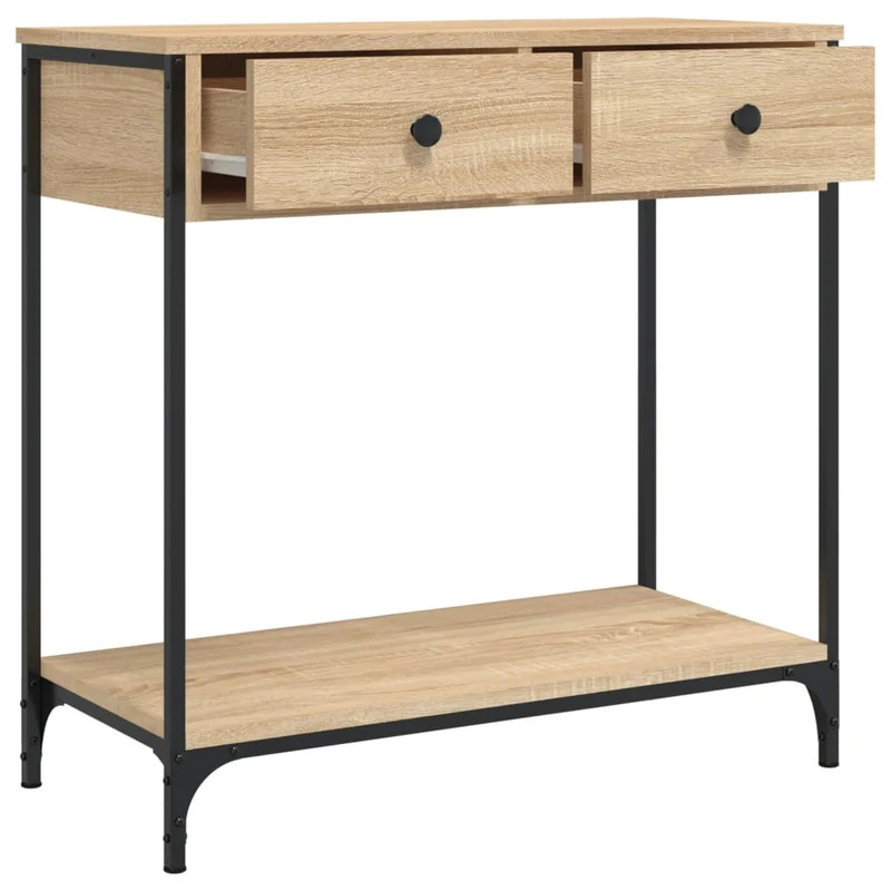Meuble d'entrée table console design élégant avec tiroirs 75 x 34,5 x 75 cm bois d'ingénierie et métal DEC031956