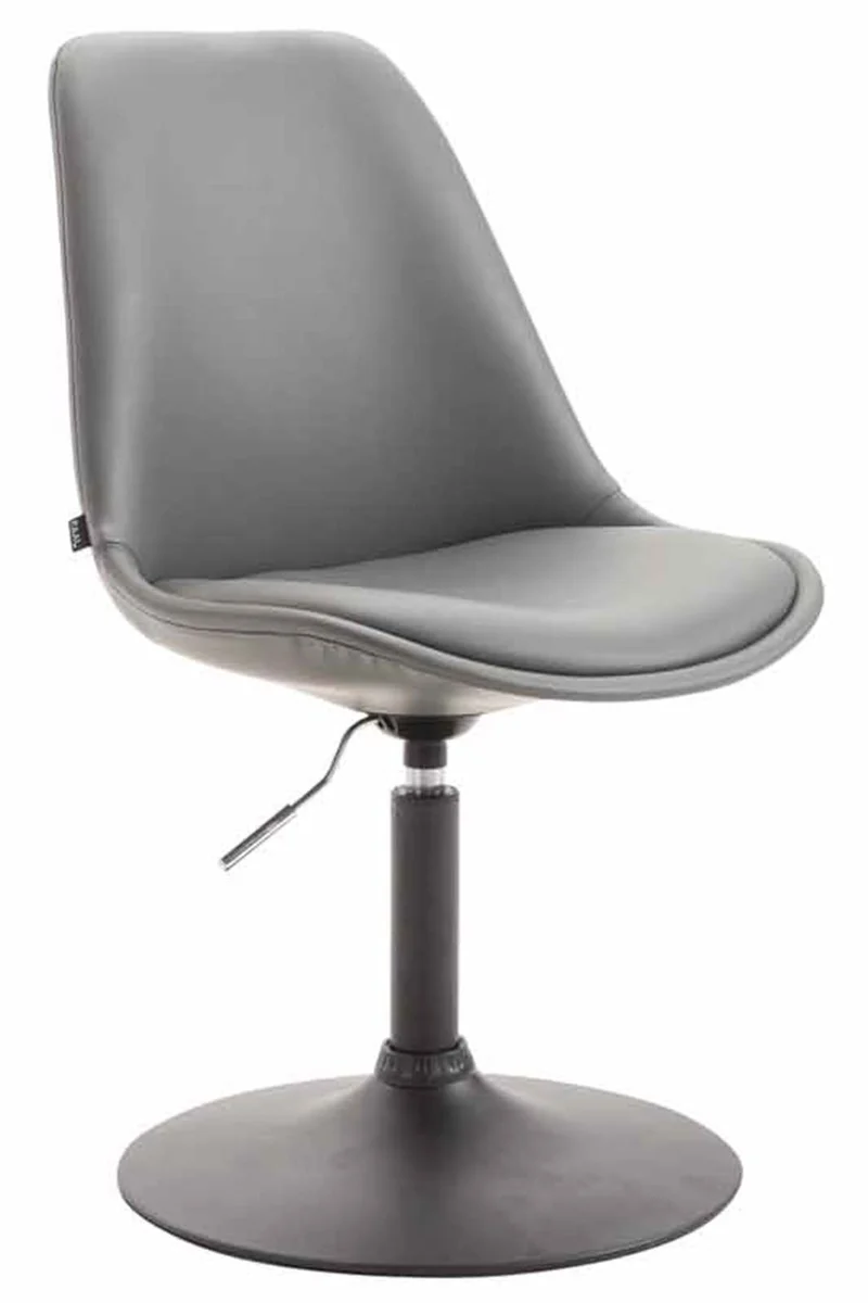 Lot de 4 chaises de salle à manger pivotante hauteur réglable en PVC gris et pied trompette métal noir 10_0001804