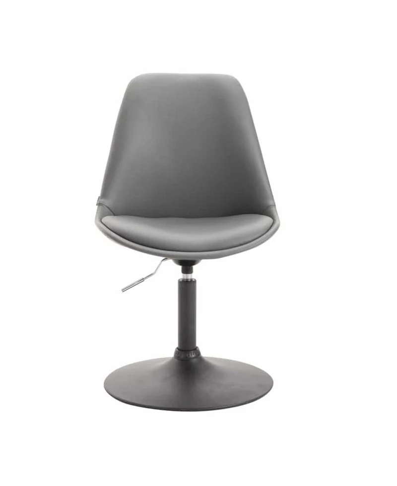 Lot de 4 chaises de salle à manger pivotante hauteur réglable en PVC gris et pied trompette métal noir 10_0001804