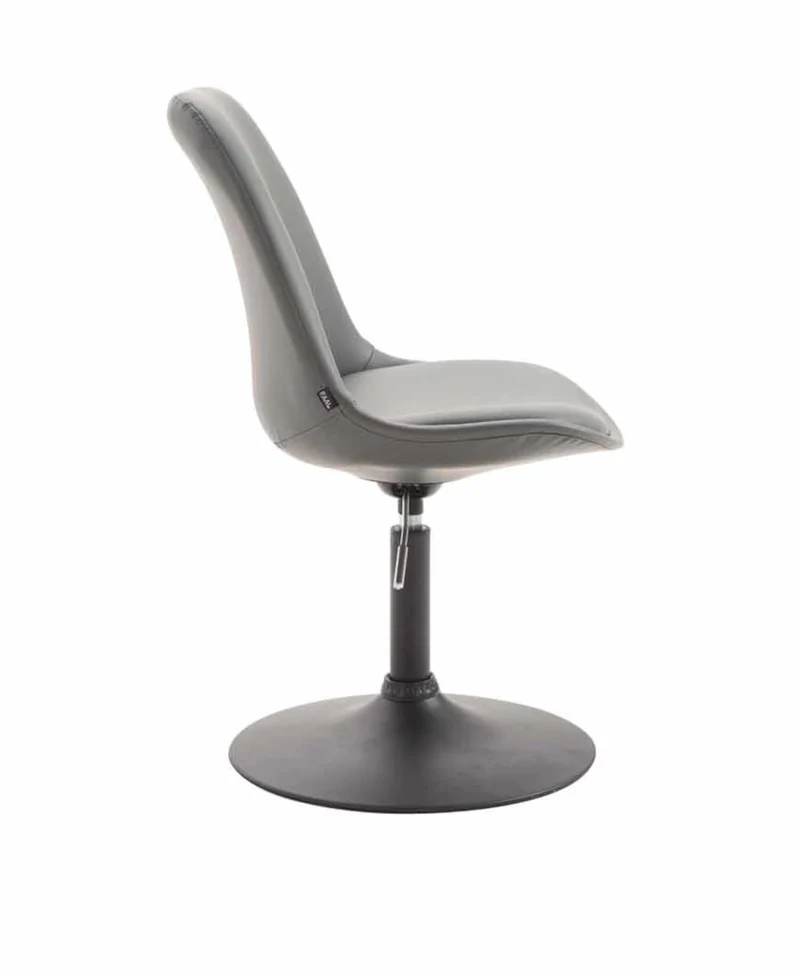 Lot de 4 chaises de salle à manger pivotante hauteur réglable en PVC gris et pied trompette métal noir 10_0001804