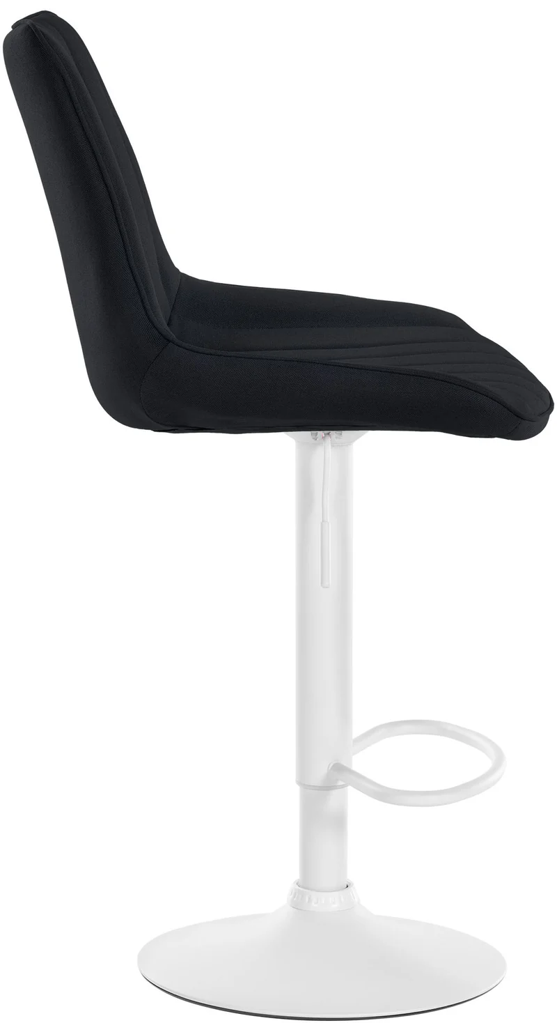 Lot de 2 tabourets de bar réglable en hauteur pivotant à 360° assise en tissu noir couture verticale pied métal blanc 10_0006407