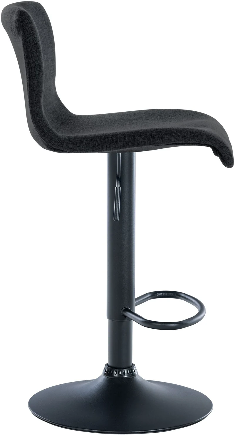 Tabouret de bar x1 design simple avec repose-pieds en tissu noir pieds en métal noir 10_0004559