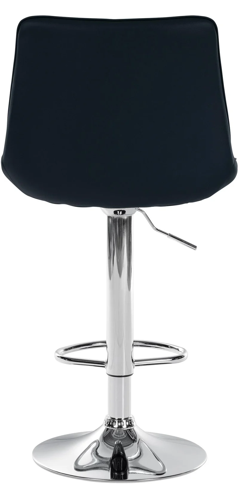 Tabouret de bar x1 réglable en hauteur pivotant à 360° assise en PVC noir couture verticale pied métal aspect chromé 10_0005421